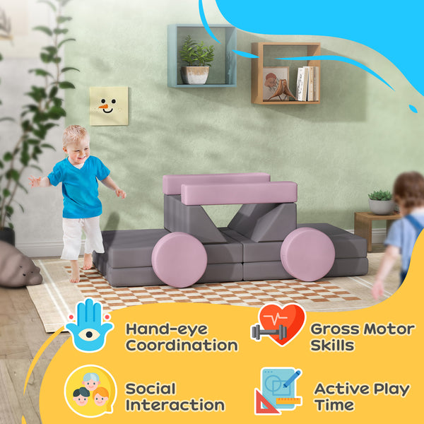 Canapé de jeu modulaire 12 pièces pour enfants, gris