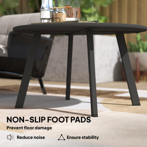 Table d'appoint ronde d'extérieur avec cadre en métal et patins antidérapants, noire
