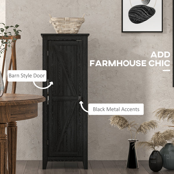 Armoire de rangement avec porte de grange et étagères réglables, noir