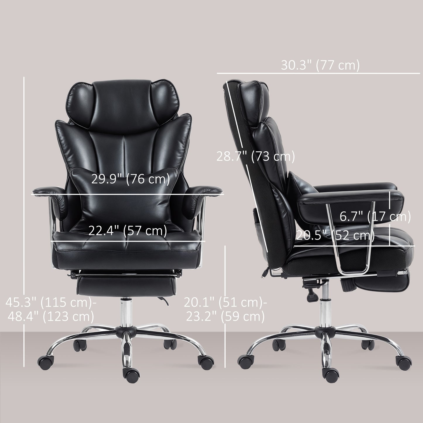 Massage Office Chair with 6-Point Vibration, Footrest and Lumbar Support, Black