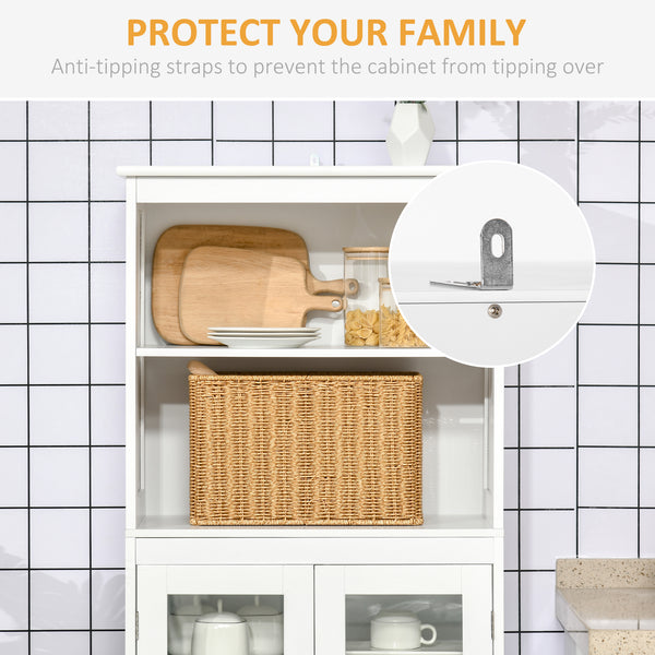 Garde-manger 4 portes avec étagère réglable, blanc