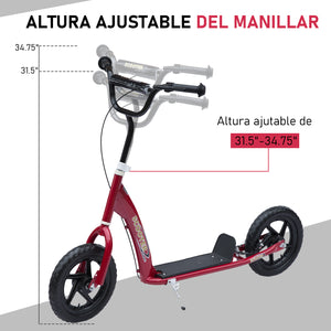 Trottinette avec pneus de 12 pouces, rouge