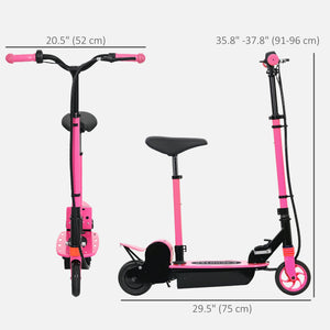 Trottinette électrique pliable avec siège et 2 hauteurs réglables, rose
