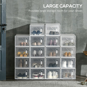 Lot de 18 boîtes de rangement pour chaussures en plastique transparent avec ouverture frontale