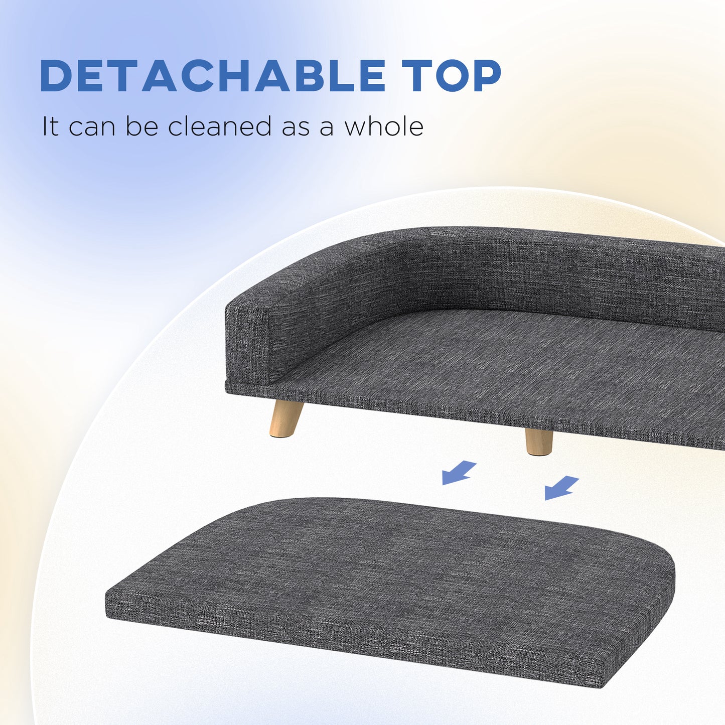 Canapé pour grands chiens avec housse lavable et coussinets antidérapants, gris foncé