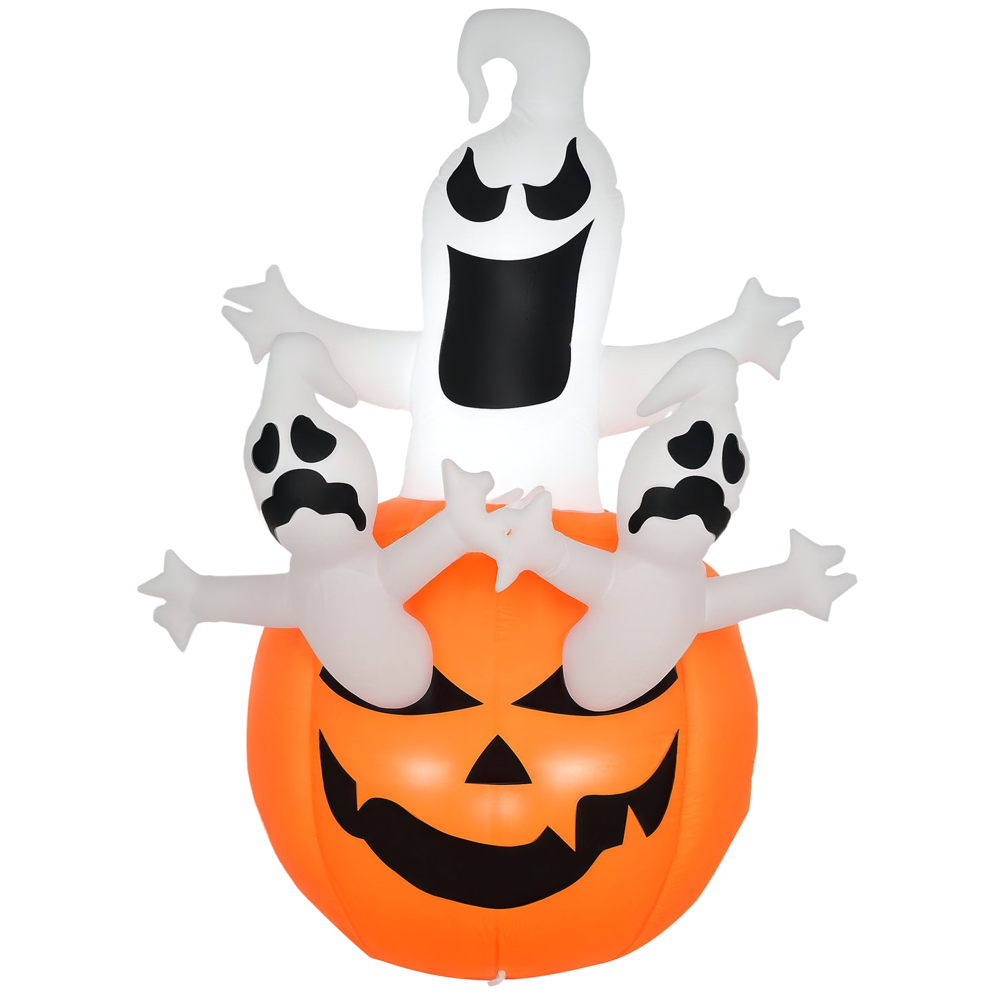 Lanterne gonflable d'Halloween de 1,8 m de haut avec fantômes, lanterne, citrouille et lumières LED