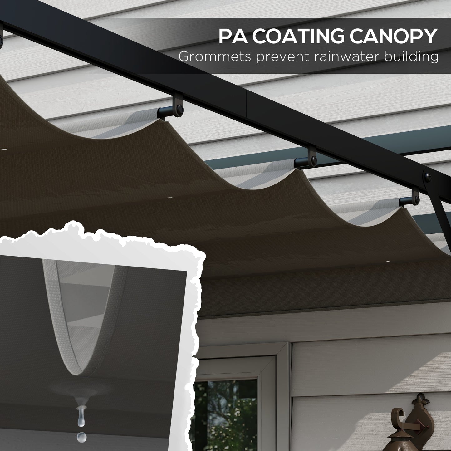 Pergola rétractable 10' x 10', abri de jardin, pour barbecue, patio, terrasse, gris foncé