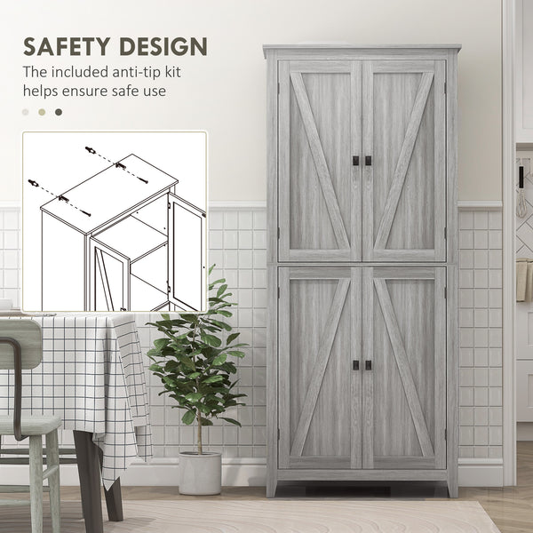 Meuble de rangement avec portes et étagères, gris