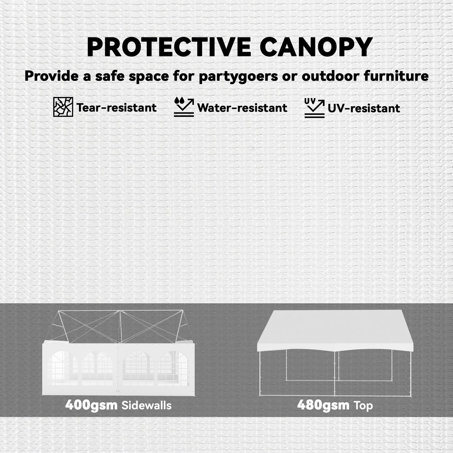 Outsunny 20' x 20' Heavy Duty Party Tent, Galvanized Outdoor Event Tent with Removable Window Sidewalls and Carry Bags