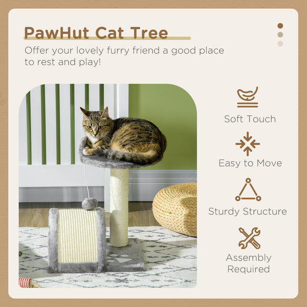 43cm Cat Tree with Hanging Toy, Grey