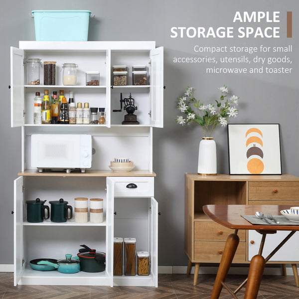 Buffet de cuisine avec support pour four à micro-ondes, blanc