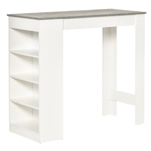 Bar Table with 4 Storage Shelves, Modern Bar Table for Home, Kitchen, Gray