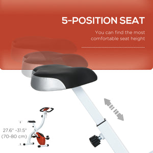 Foldable and quiet exercise bike with 8-level magnetic resistance, red