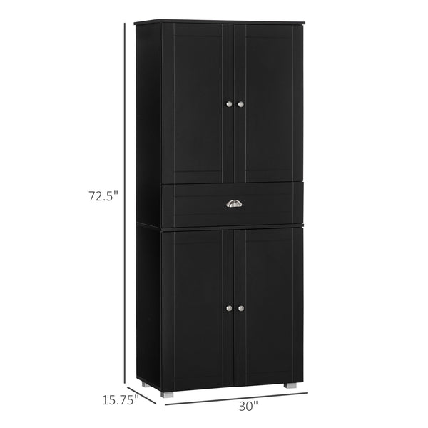 Meuble de rangement moderne avec 4 portes et 3 étagères réglables, noir