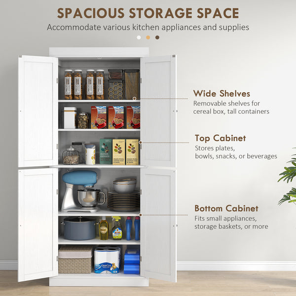 Kitchen cabinet with 4 doors, white