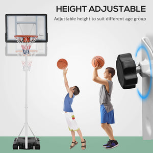 Panier de basket portable, hauteur réglable de 2,1 à 2,6 m avec roulettes