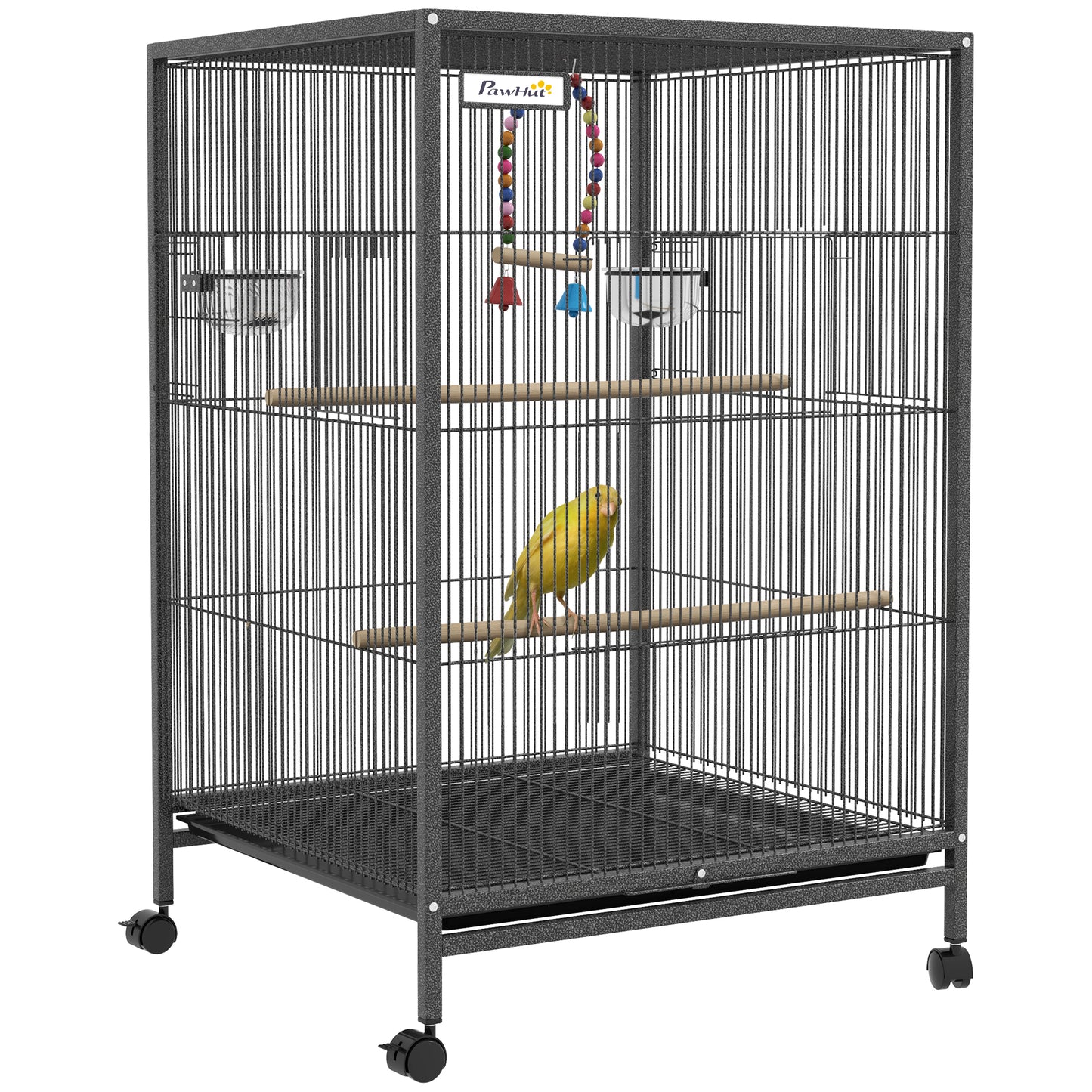 Cage à oiseaux pour perroquets, inséparables, perruches et pinsons, gris