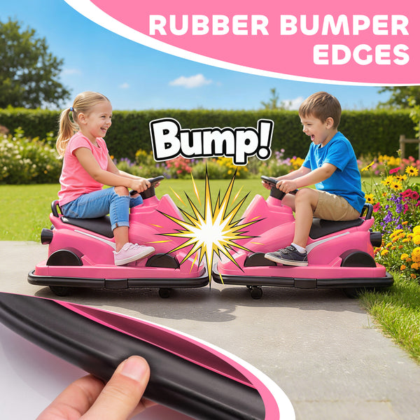 6V Bumper Car, 360 Degree Rotation, Dual Motor, Music, Pink