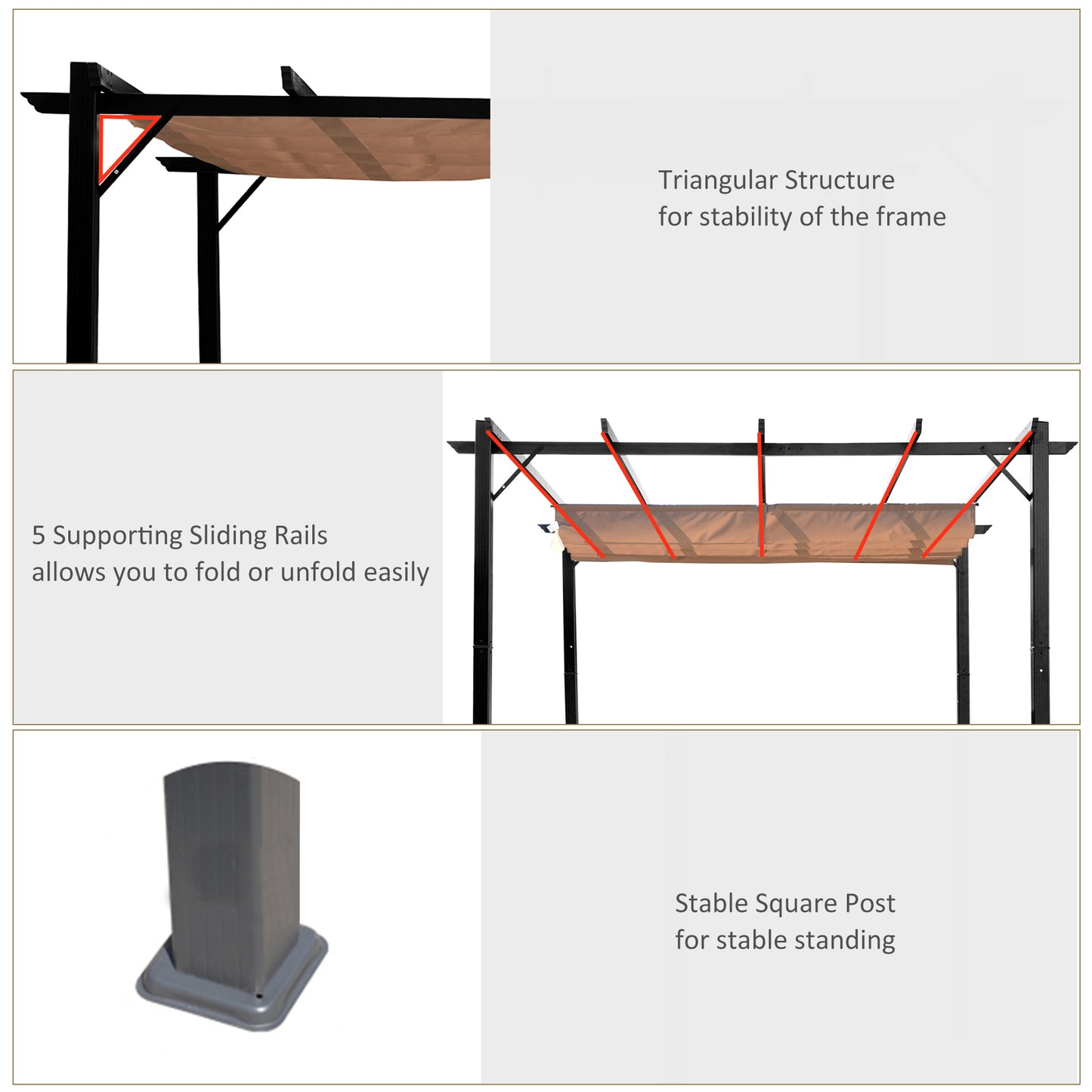 Pergola d'extérieur 10' x 13' en aluminium, sable