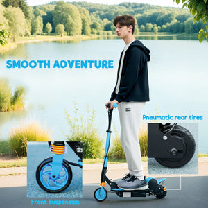 Trottinette électrique pliable avec siège et 2 hauteurs réglables, bleu