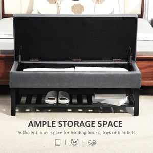 Banc à chaussures ottoman capitonné en cuir synthétique, gris