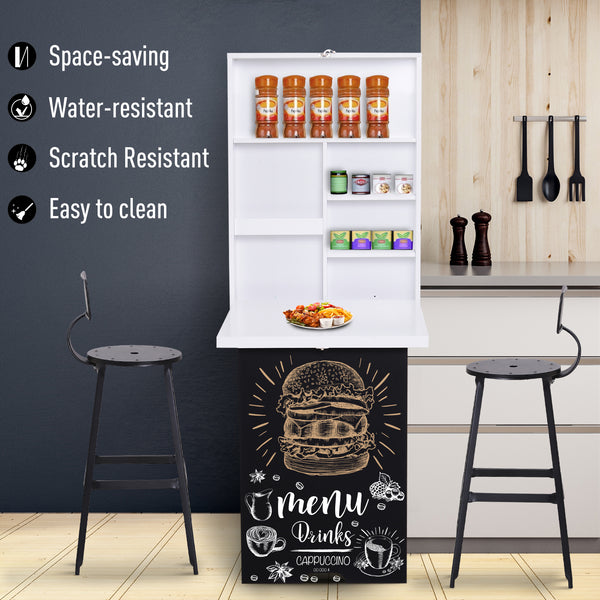 Bureau mural pliable et convertible multifonctionnel et peu encombrant, blanc et noir
