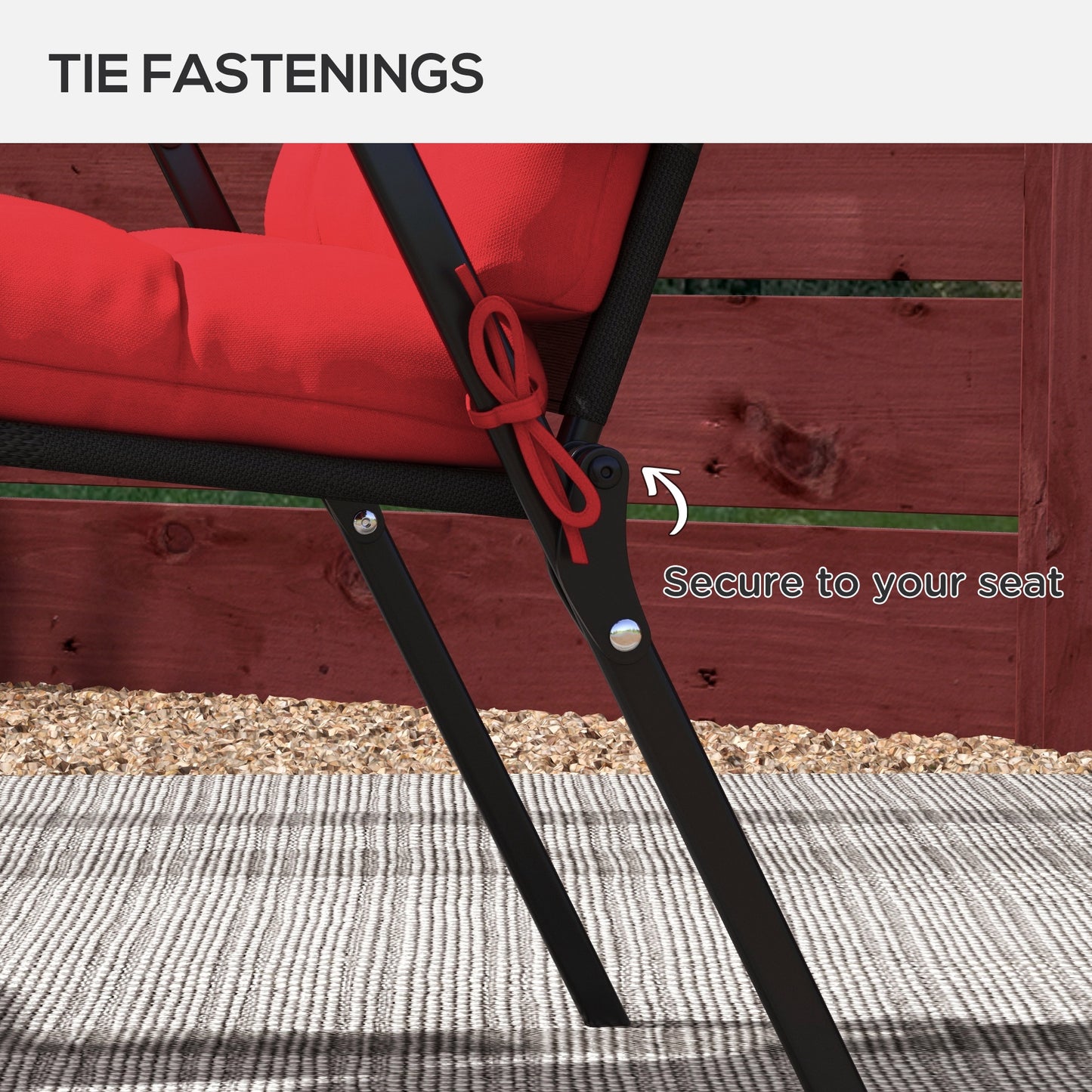 Coussins de rechange pour chaise de patio d'extérieur avec attaches, capitonnés, lot de 2, rouge
