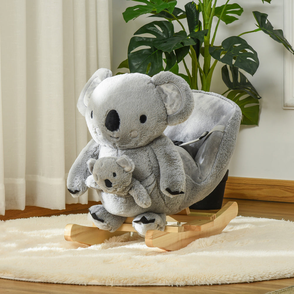 Koala à bascule en peluche avec sons réalistes, gris