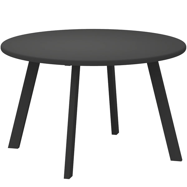 Table d'appoint ronde d'extérieur avec cadre en métal et patins antidérapants, noire