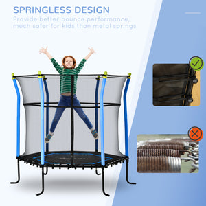 160cm Indoor Mini Trampoline with Safety Net, Blue