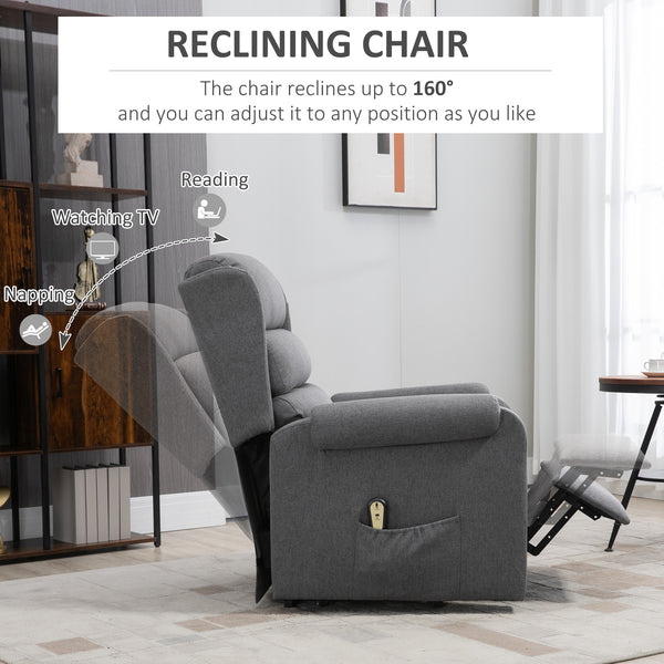 Fauteuil releveur pour personnes âgées avec repose-pieds, gris