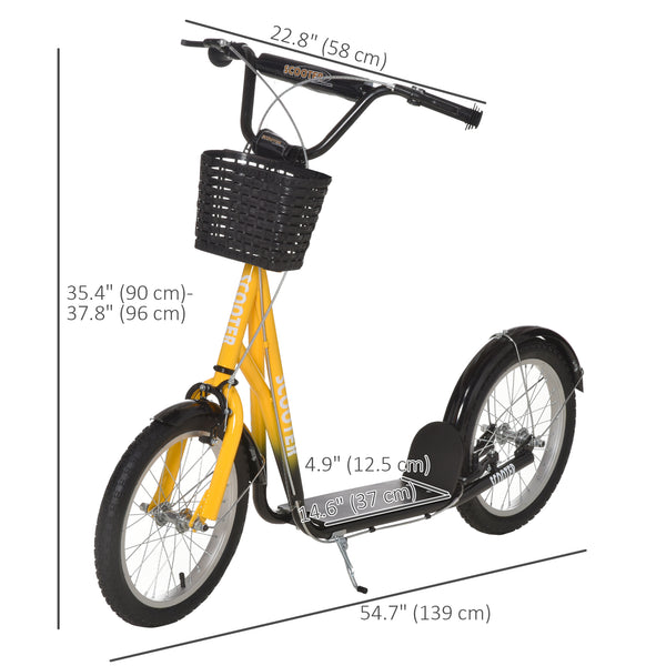 Trottinette avec guidon réglable, 2 freins, panier porte-gobelet, orange