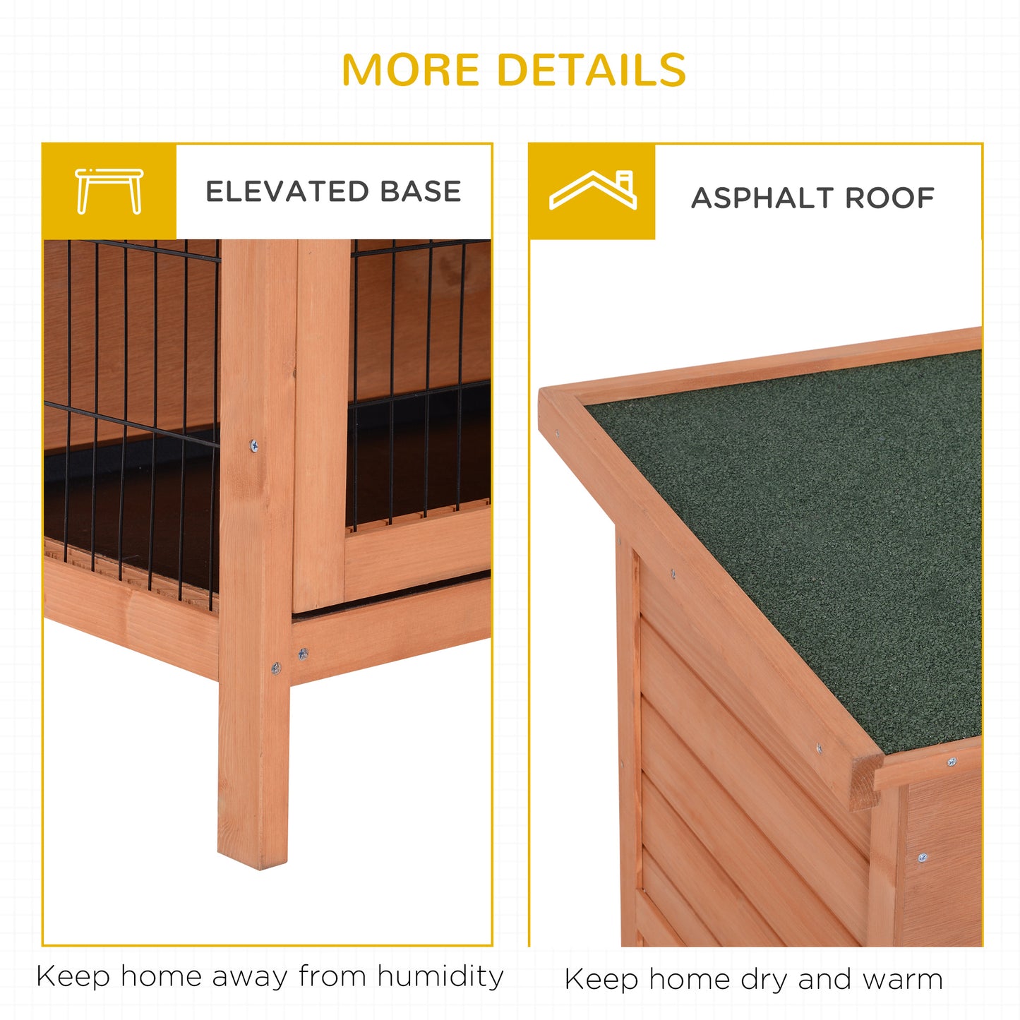 PawHut 54"L 2 étages Grand clapier Cage à lapin Maison en bois pour animaux de compagnie Habitat pour petits animaux avec portes verrouillables, bac anti-fuite et toit étanche pour extérieur/intérieur Orange