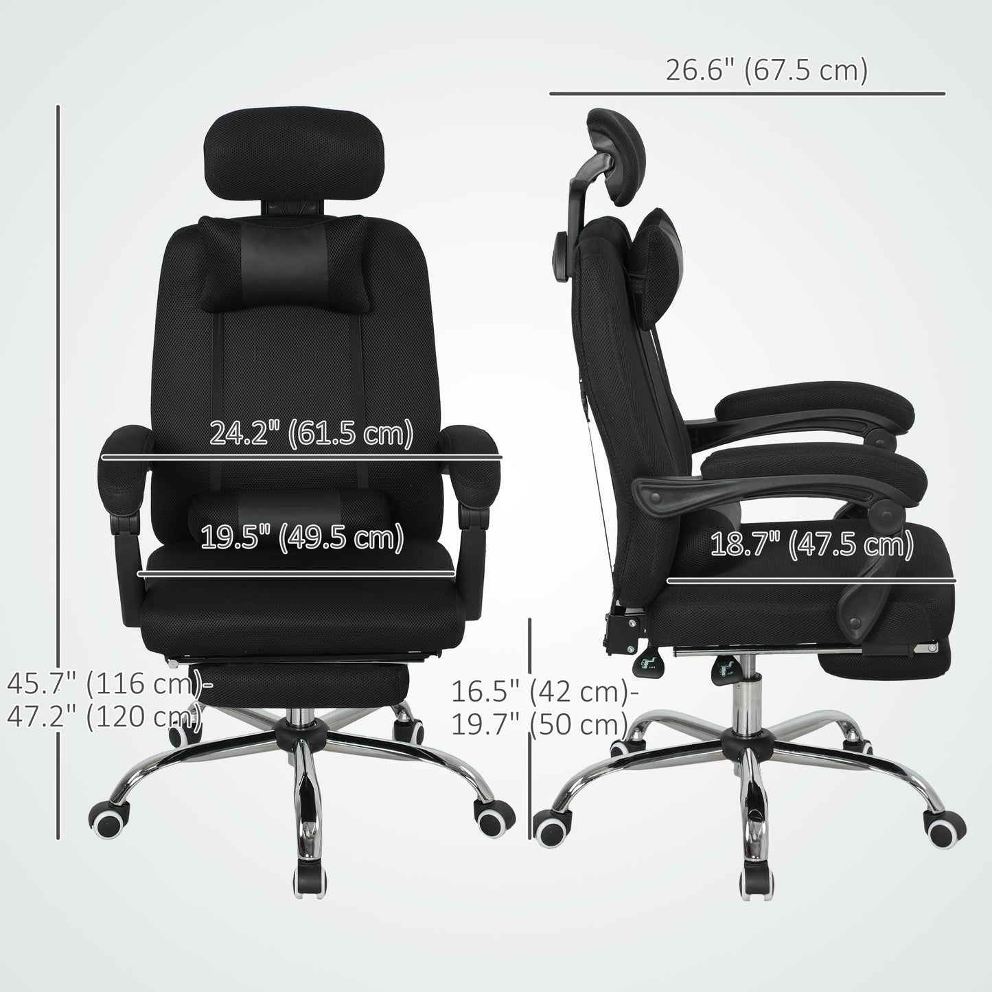 Ergonomic High Back Office Chair with Footrest and Lumbar Support, Black