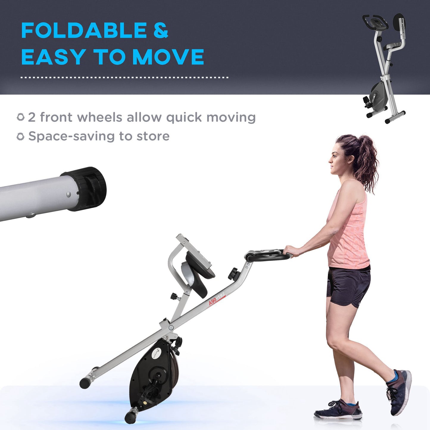 Vélo d'appartement pliable avec 8 niveaux de résistance magnétique, pour entraînement cardio, noir