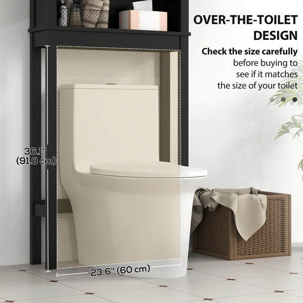 Meuble de rangement à 3 niveaux au-dessus des toilettes avec étagère réglable