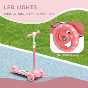 Trottinette à 3 roues, hauteur réglable, frein arrière, éclairage LED, guidon en TPE, rose
