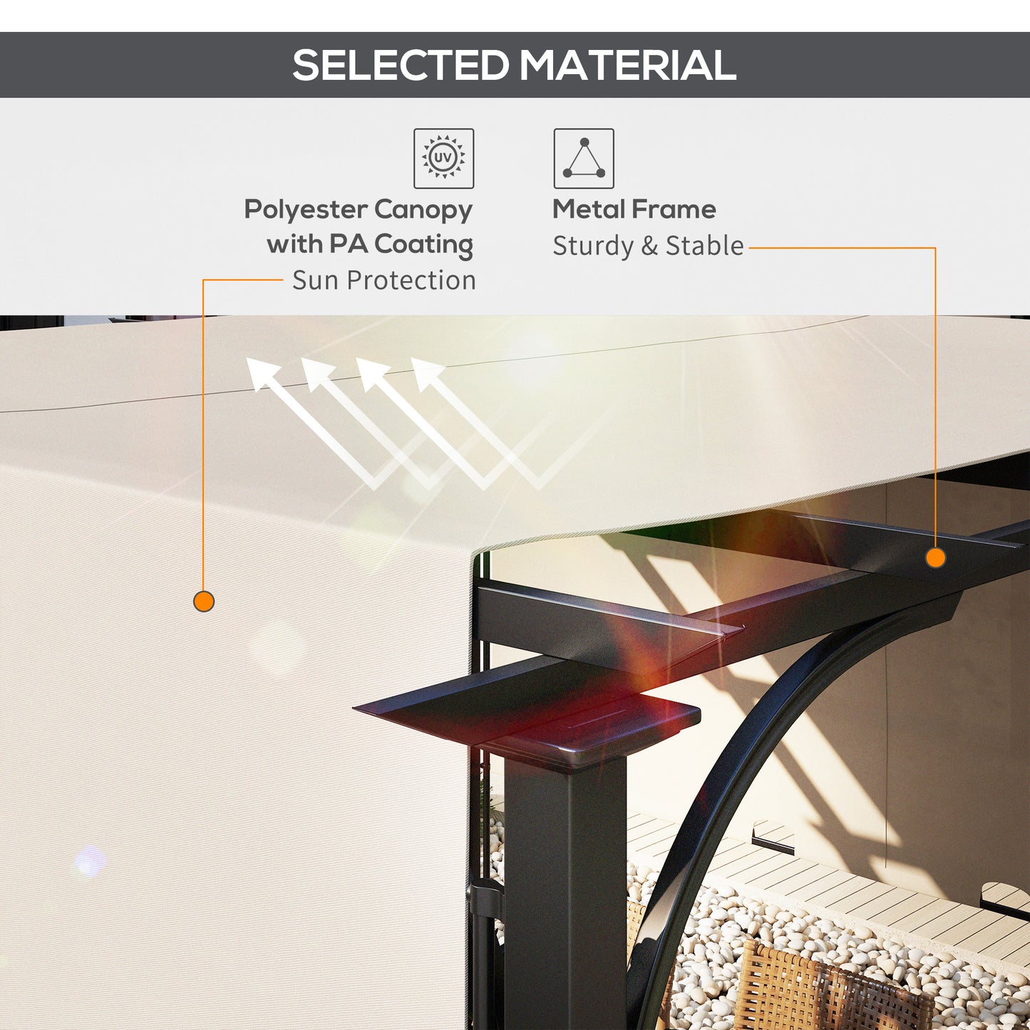 Pergola d'extérieur 10' x 10', abri solaire, structure en acier, beige