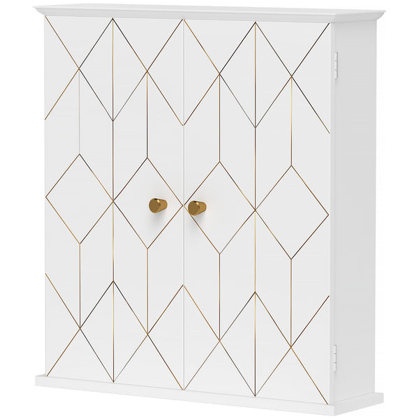 Armoire à pharmacie, meuble de rangement avec 2 portes et étagère réglable, blanc