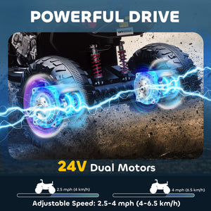 2-seater 24V electric off-road quad bike, dual motor, pink