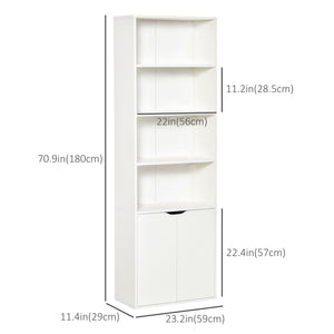 4-Tier Open Bookcase with Doors, White