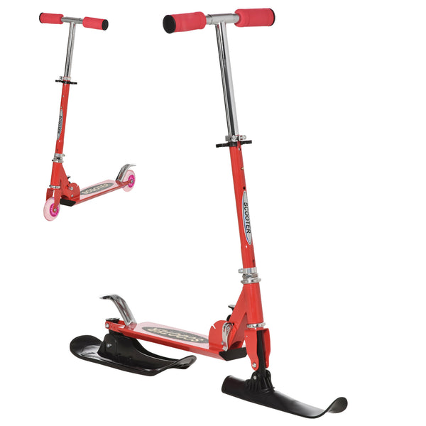 Trottinette convertible avec roues et lames, rouge
