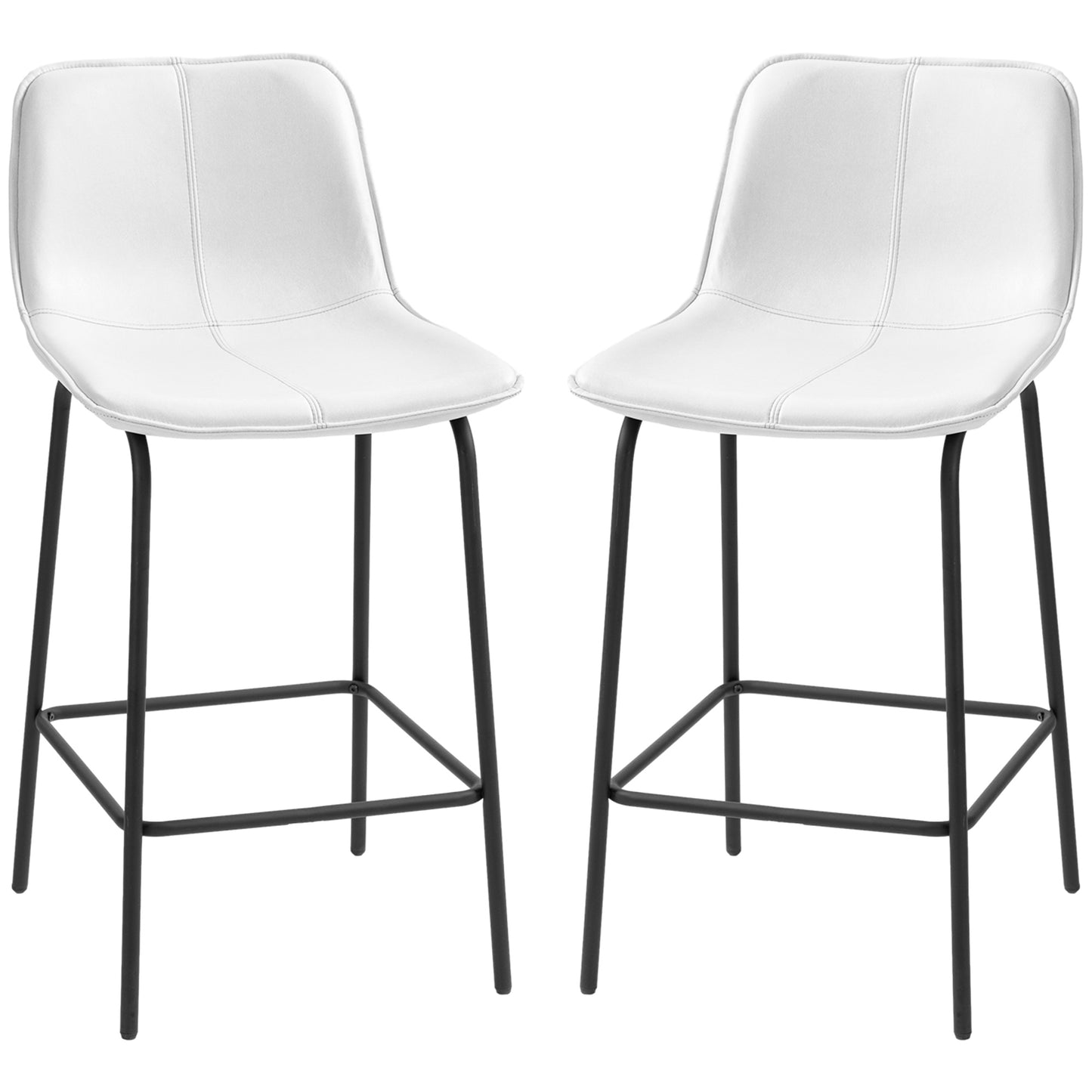 Lot de 2 tabourets de bar HOMCOM, chaises de bar rembourrées à hauteur de comptoir, tabourets de cuisine avec pieds en acier