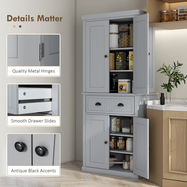Garde-manger de 72 po avec tiroir, portes, gris