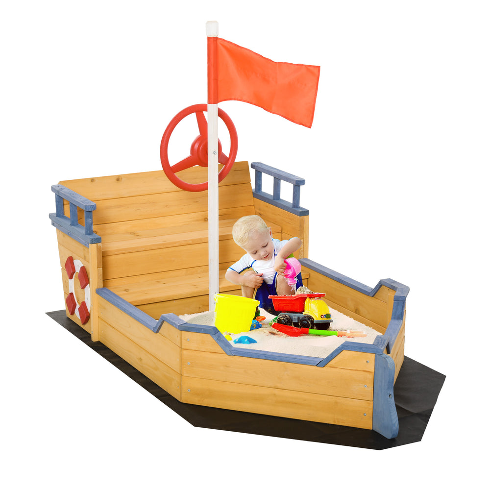 Bac à sable en bois en forme de bateau pirate
