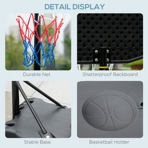 Panier de basket avec support et base lestée, roulettes, noir