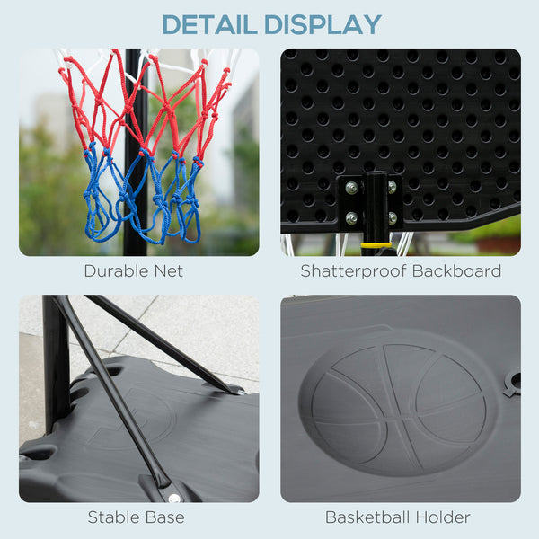 Panier de basket avec support et base lestée, roulettes, noir