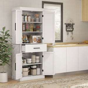 Garde-manger de style campagnard avec 4 portes de grange, blanc