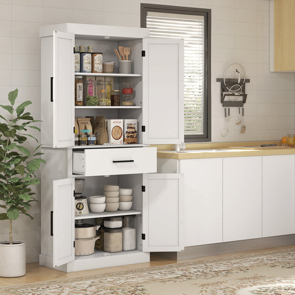Garde-manger de style campagnard avec 4 portes de grange, blanc