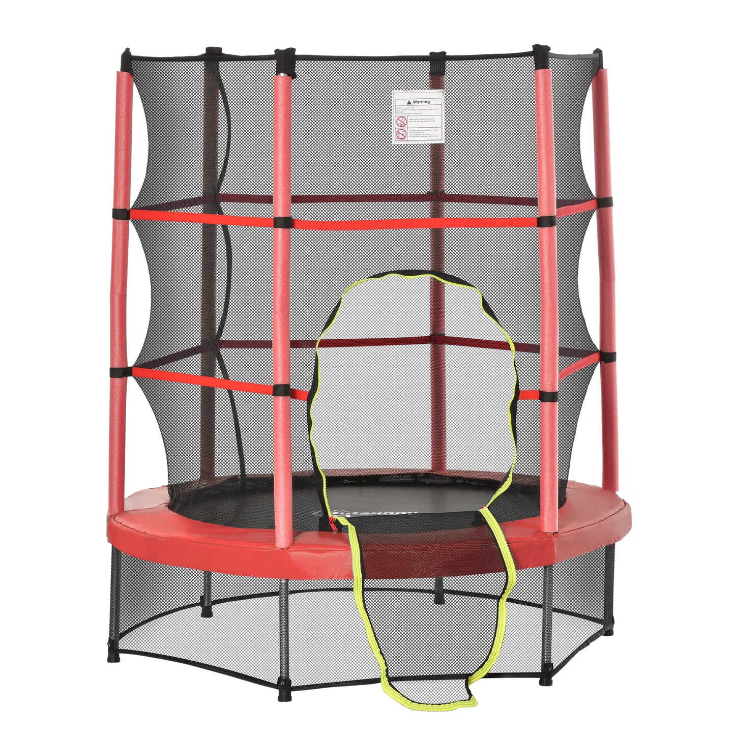 Outsunny 55" Kids Trampoline with Enclosure Net for Indoor/Outdoor, for Boys and Girls Ages 3-6, Red